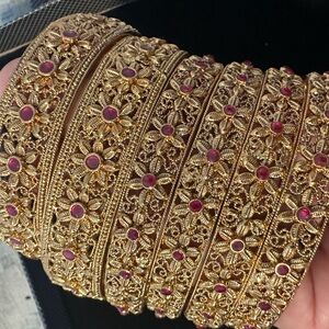 Gold Plated Indian Bangles Set of 6